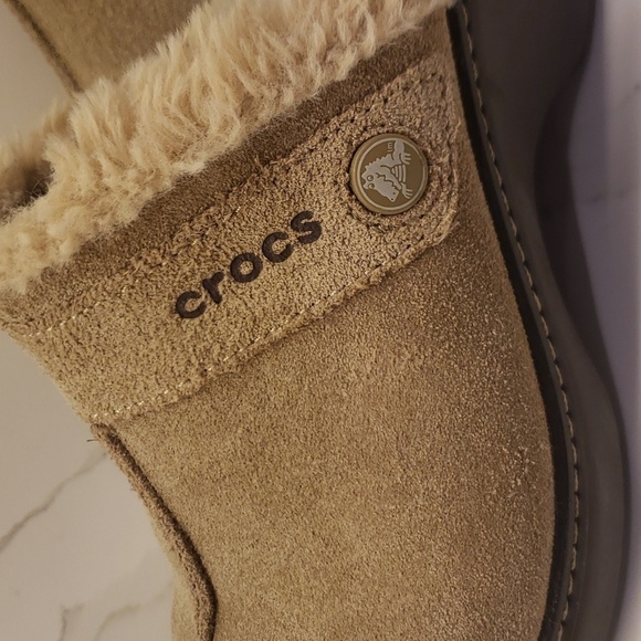 CROCS Clogs Suede Fur Heel Women's (size 6) - Picture 9 of 12